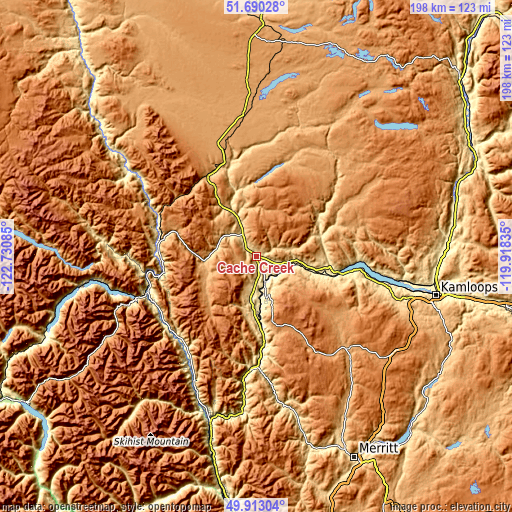 Topographic map of Cache Creek