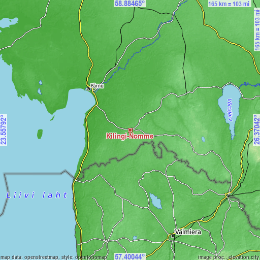 Topographic map of Kilingi-Nõmme