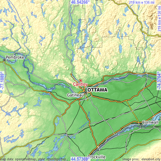Topographic map of Cantley