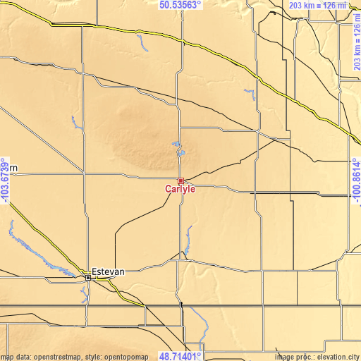 Topographic map of Carlyle