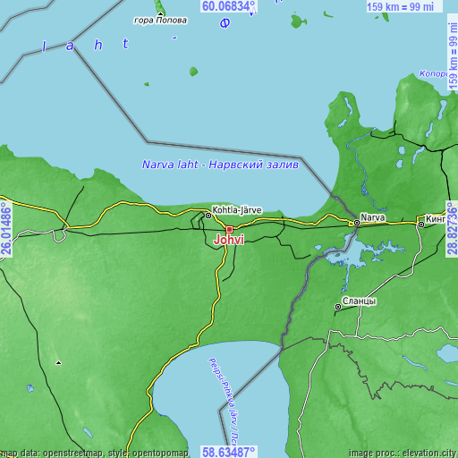 Topographic map of Jõhvi