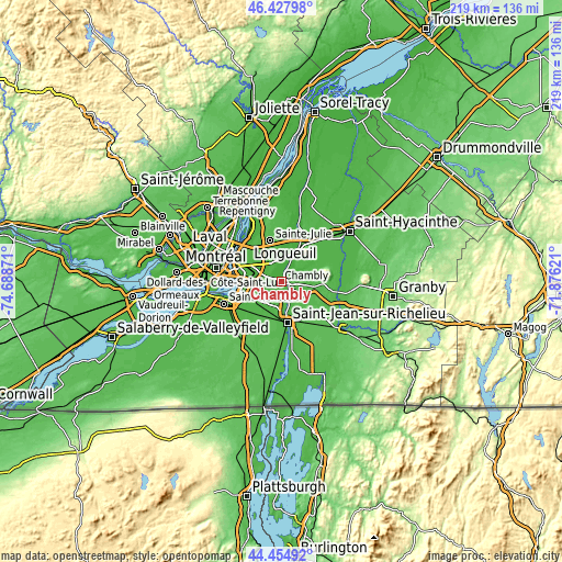 Topographic map of Chambly