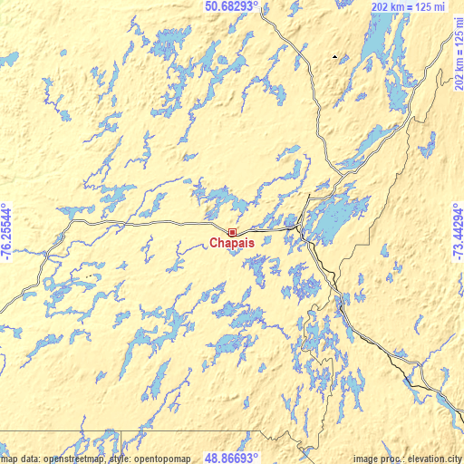 Topographic map of Chapais