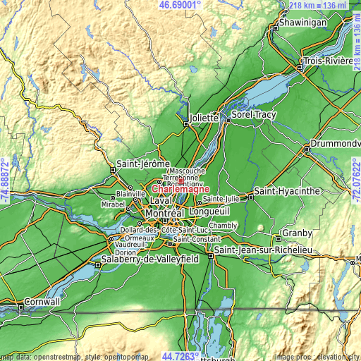 Topographic map of Charlemagne