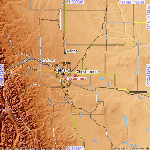 Topographic map of Chestermere