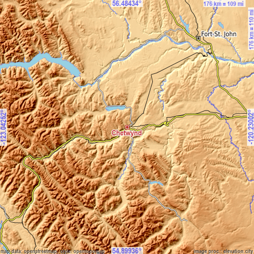 Topographic map of Chetwynd