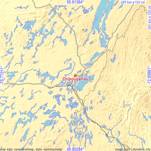 Topographic map of Chibougamau