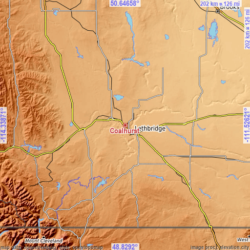 Topographic map of Coalhurst