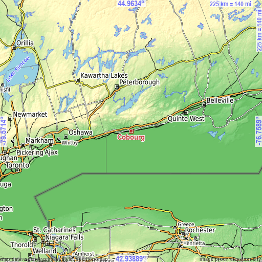 Topographic map of Cobourg