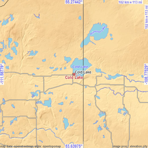 Topographic map of Cold Lake