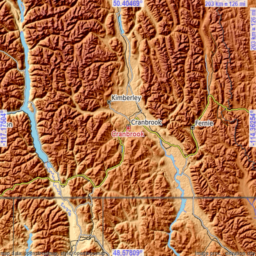 Topographic map of Cranbrook