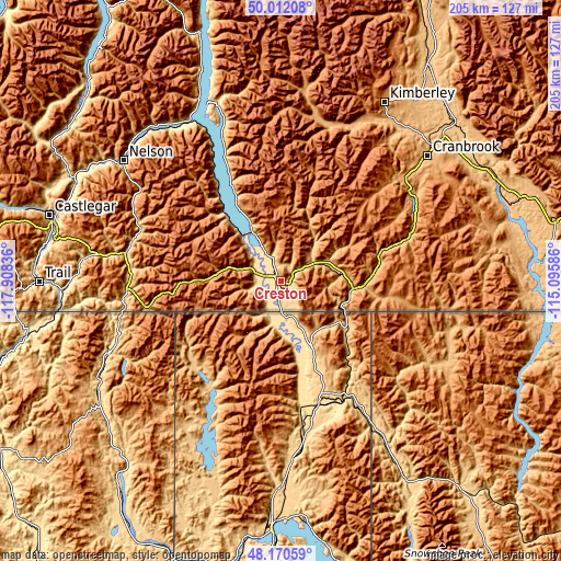 Topographic map of Creston