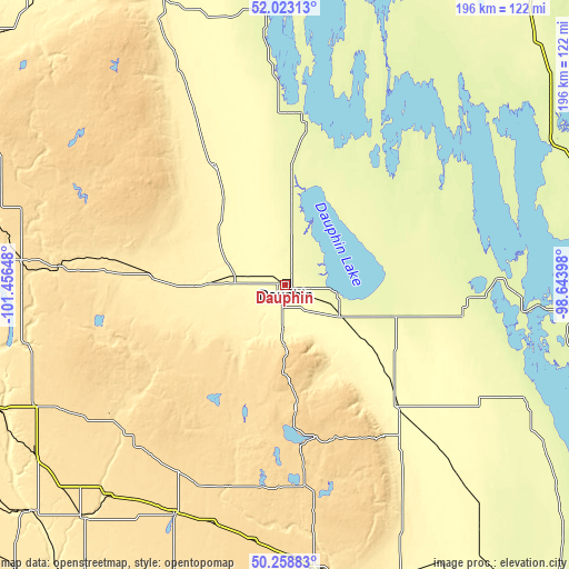 Topographic map of Dauphin