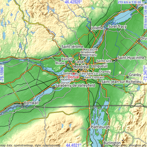 Topographic map of Dorval