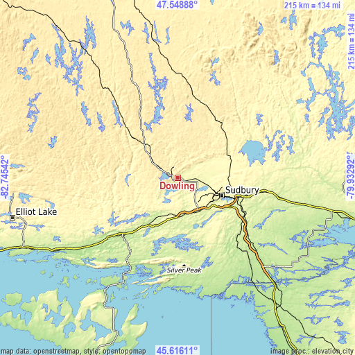 Topographic map of Dowling