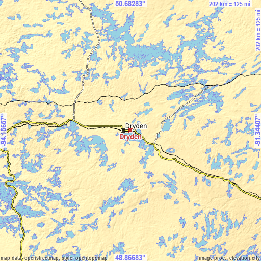 Topographic map of Dryden