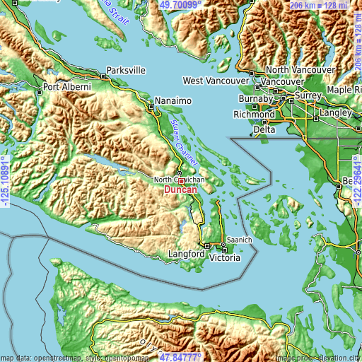 Topographic map of Duncan