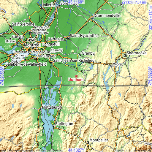 Topographic map of Dunham