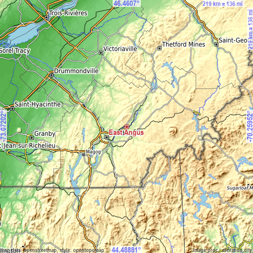 Topographic map of East Angus