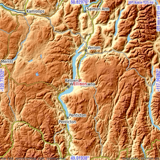 Topographic map of Ellison