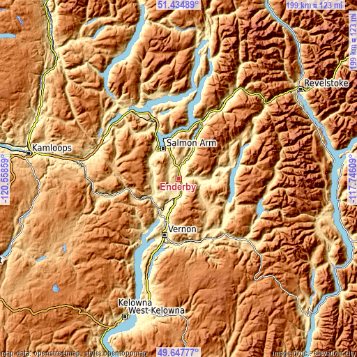 Topographic map of Enderby