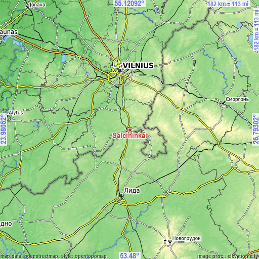 Topographic map of Šalčininkai
