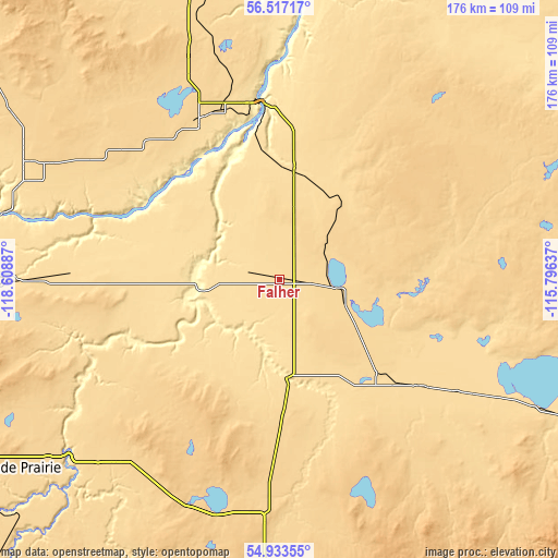 Topographic map of Falher
