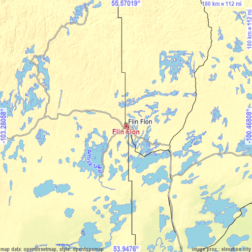 Topographic map of Flin Flon