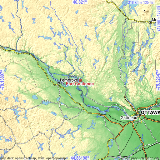 Topographic map of Fort-Coulonge