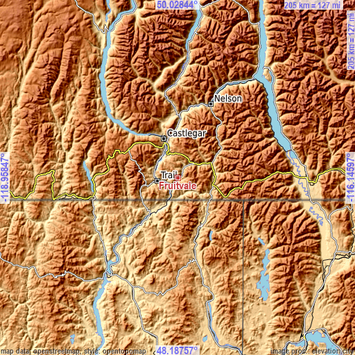 Topographic map of Fruitvale