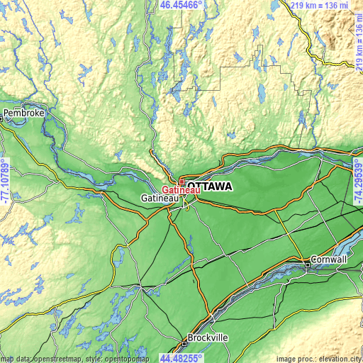 Topographic map of Gatineau