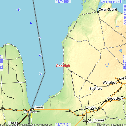Topographic map of Goderich