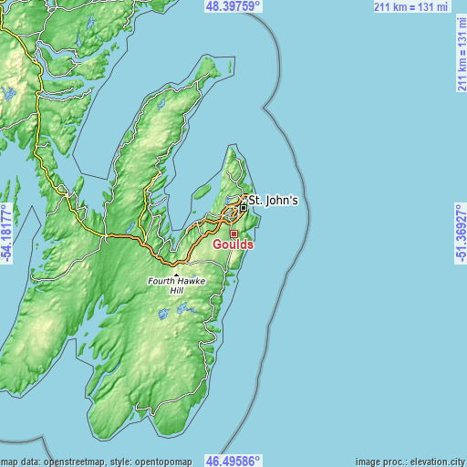 Topographic map of Goulds
