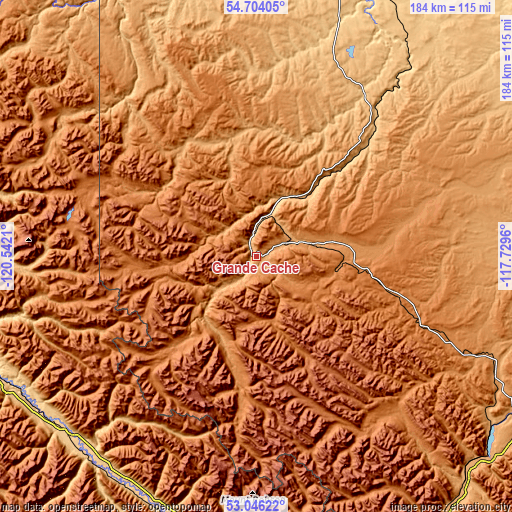 Topographic map of Grande Cache