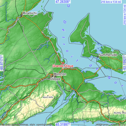 Topographic map of Grande-Digue
