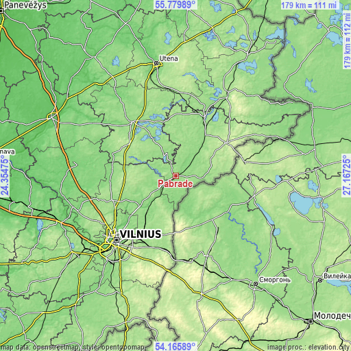 Topographic map of Pabradė