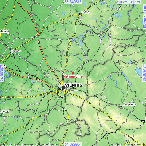 Topographic map of Nemenčinė