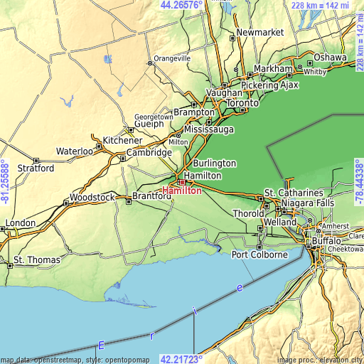 Topographic map of Hamilton