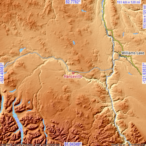 Topographic map of Hanceville
