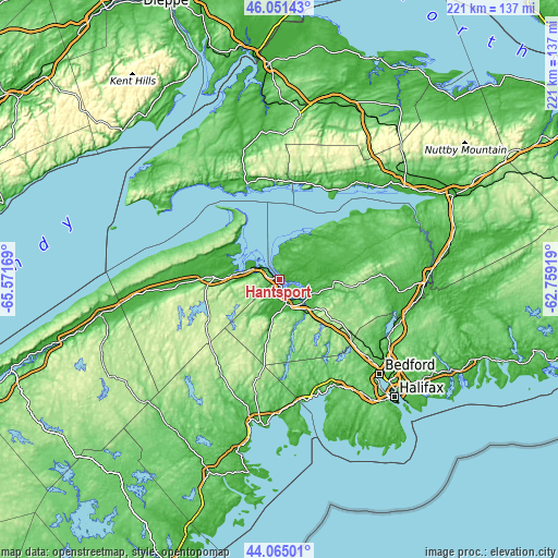 Topographic map of Hantsport