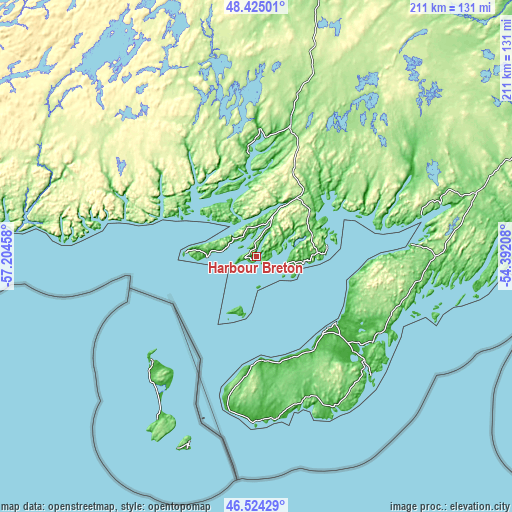 Topographic map of Harbour Breton