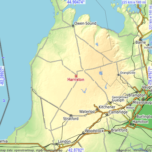 Topographic map of Harriston