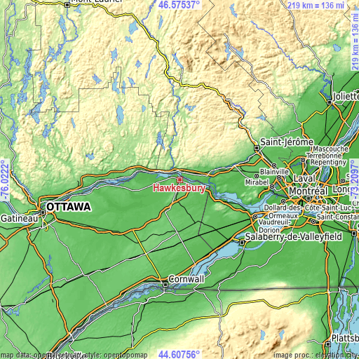 Topographic map of Hawkesbury