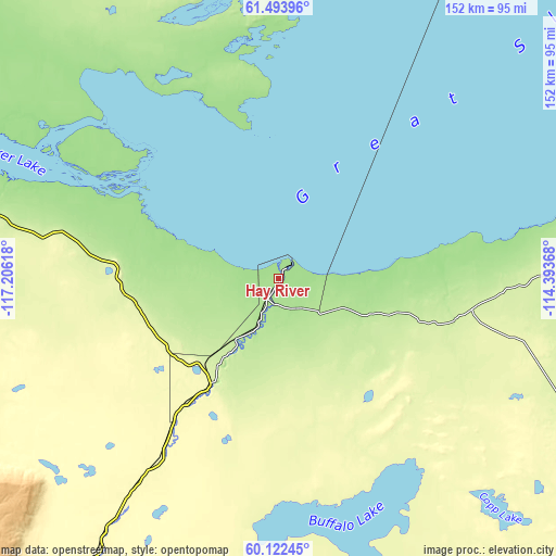 Topographic map of Hay River