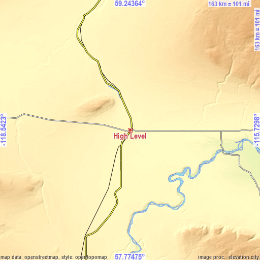 Topographic map of High Level