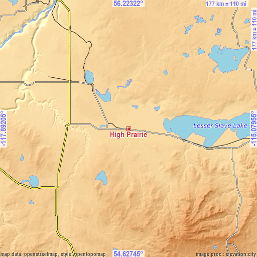 Topographic map of High Prairie