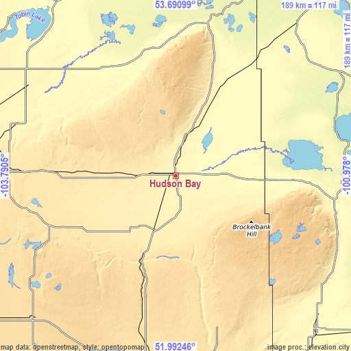 Topographic map of Hudson Bay