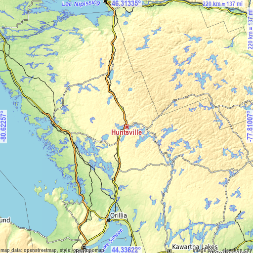 Topographic map of Huntsville