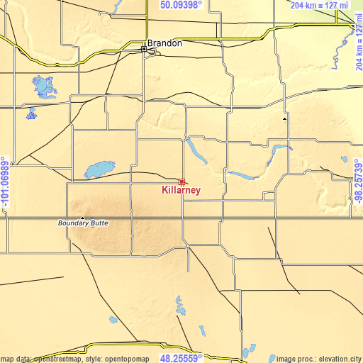 Topographic map of Killarney