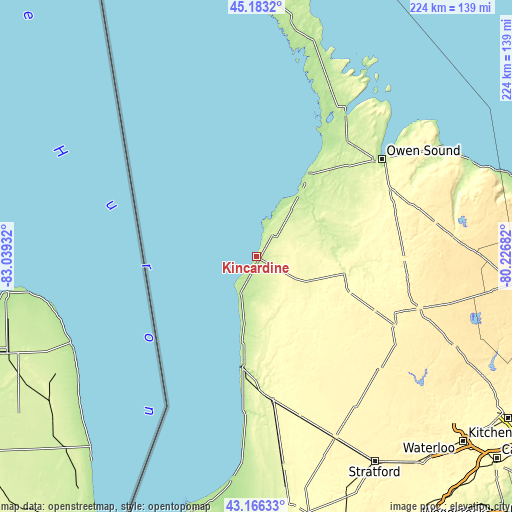 Topographic map of Kincardine